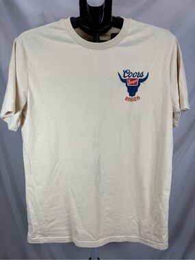 Coors‎ Banquet Rodeo Embroidered Logo T-Shirt Tan- Unisex Medium